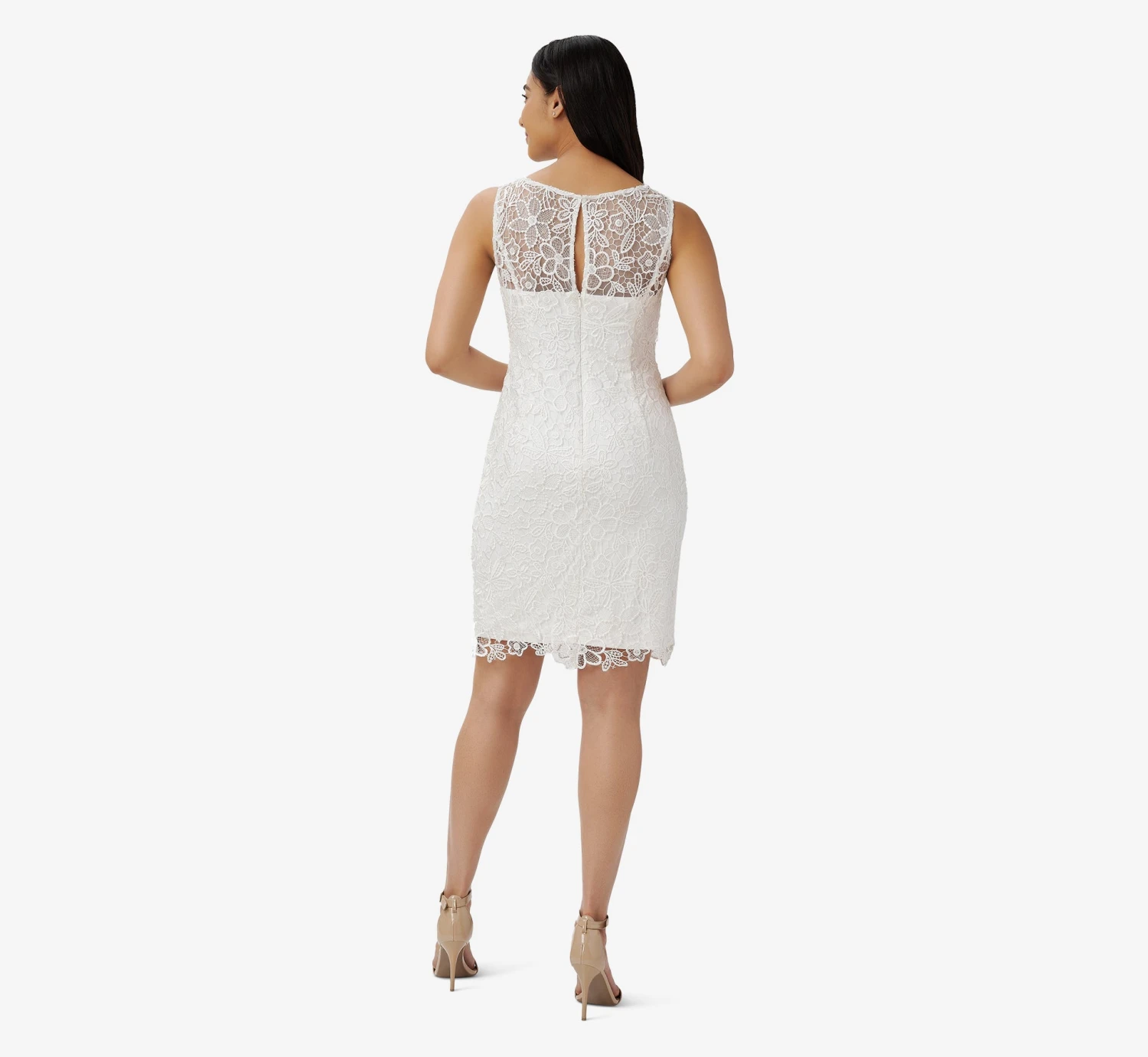 Adrianna Papell Guipure Lace Short Sheath Dress In Ivory 4 Adrianna Papell Guipure Lace Short Sheath Dress In Ivory - Image 2