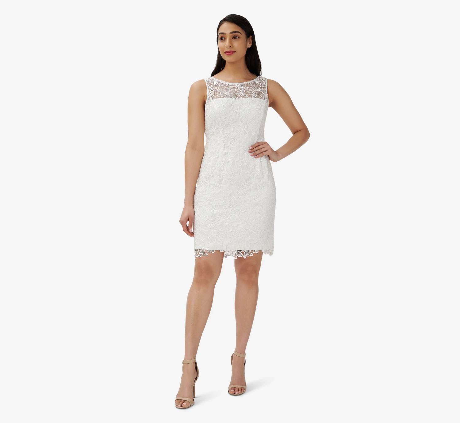 Adrianna Papell Guipure Lace Short Sheath Dress In Ivory 5 Adrianna Papell Guipure Lace Short Sheath Dress In Ivory - Image 3