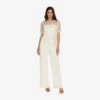Adrianna Papell Guipure Lace And Crepe Wide-Leg Jumpsuit In Ivory 1 Adrianna Papell Guipure Lace And Crepe Wide-Leg Jumpsuit In Ivory -Adrianna Papell Shop AP1D104752 AA194 Regular Default