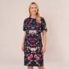 Adrianna Papell Plus Size Floral-Print Crepe Midi-Length Sheath Dress In Navy Multi -Adrianna Papell Shop AP1D104781 AA980 Plus Default
