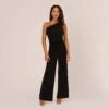 Adrianna Papell Ruffled One-Shoulder Blouson Jersey Jumpsuit In Black -Adrianna Papell Shop AP1D104818 AA002 Regular Default
