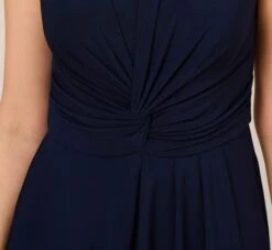 Adrianna Papell Stretch Jersey Twist-Front Jumpsuit With Overlay In Midnight 13 Adrianna Papell Stretch Jersey Twist-Front Jumpsuit With Overlay In Midnight -Adrianna Papell Shop AP1D104835 AB411 Regular Detail