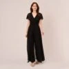 Adrianna Papell Jersey Jumpsuit With Chiffon Capelet And Skirt Overlay In Black -Adrianna Papell Shop AP1D104868 AA002 Regular Default