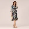 Adrianna Papell Floral Print Chiffon Short Faux Wrap Dress In Black Multi -Adrianna Papell Shop AP1D104914 AA960 Regular Lifestyle