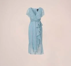 Adrianna Papell Floral Metallic Stencil Midi-Length Mermaid Dress With Capelet In Light Blue -Adrianna Papell Shop AP1D104918 AA486 Regular Flat