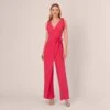 Adrianna Papell Stretch Knit Crepe Faux Wrap Wide Leg Jumpsuit With Overlay In Pink Lotus 1 Adrianna Papell Stretch Knit Crepe Faux Wrap Wide Leg Jumpsuit With Overlay In Pink Lotus -Adrianna Papell Shop AP1D104932 AG661 Regular Default