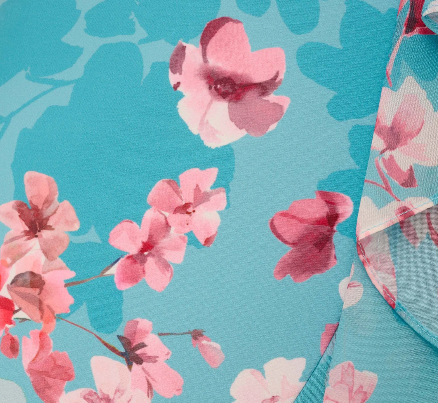 Adrianna Papell Floral Print Chiffon And Stretch Twill Midi-Length Mermaid Dress With Capelet In Aqua Multi 5 Adrianna Papell Floral Print Chiffon And Stretch Twill Midi-Length Mermaid Dress With Capelet In Aqua Multi - Image 3