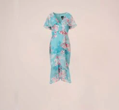 Adrianna Papell Floral Print Chiffon And Stretch Twill Midi-Length Mermaid Dress With Capelet In Aqua Multi 15 Adrianna Papell Floral Print Chiffon And Stretch Twill Midi-Length Mermaid Dress With Capelet In Aqua Multi -Adrianna Papell Shop AP1D104950 BZ980 Regular Flat