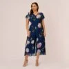Adrianna Papell Plus Size Floral Print Chiffon Cropped Jumpsuit In Navy Multi -Adrianna Papell Shop AP1D104961 AA980 Plus Default