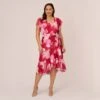 Adrianna Papell Plus Size Floral Print Smocked Chiffon Short Dress In Pink Multi 2 Adrianna Papell Plus Size Floral Print Smocked Chiffon Short Dress In Pink Multi -Adrianna Papell Shop AP1D104963 AE970 Plus Default