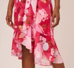 Adrianna Papell Floral Print Smocked Chiffon Short Dress In Pink Multi -Adrianna Papell Shop AP1D104963 AE970 Regular Lifestyle