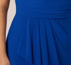 Adrianna Papell Plus Size Stretch Matte Jersey Draped Asymmetrical Short Dress In Rich Royal 13 Adrianna Papell Plus Size Stretch Matte Jersey Draped Asymmetrical Short Dress In Rich Royal -Adrianna Papell Shop AP1D104971 AI402 Plus Lifestyle