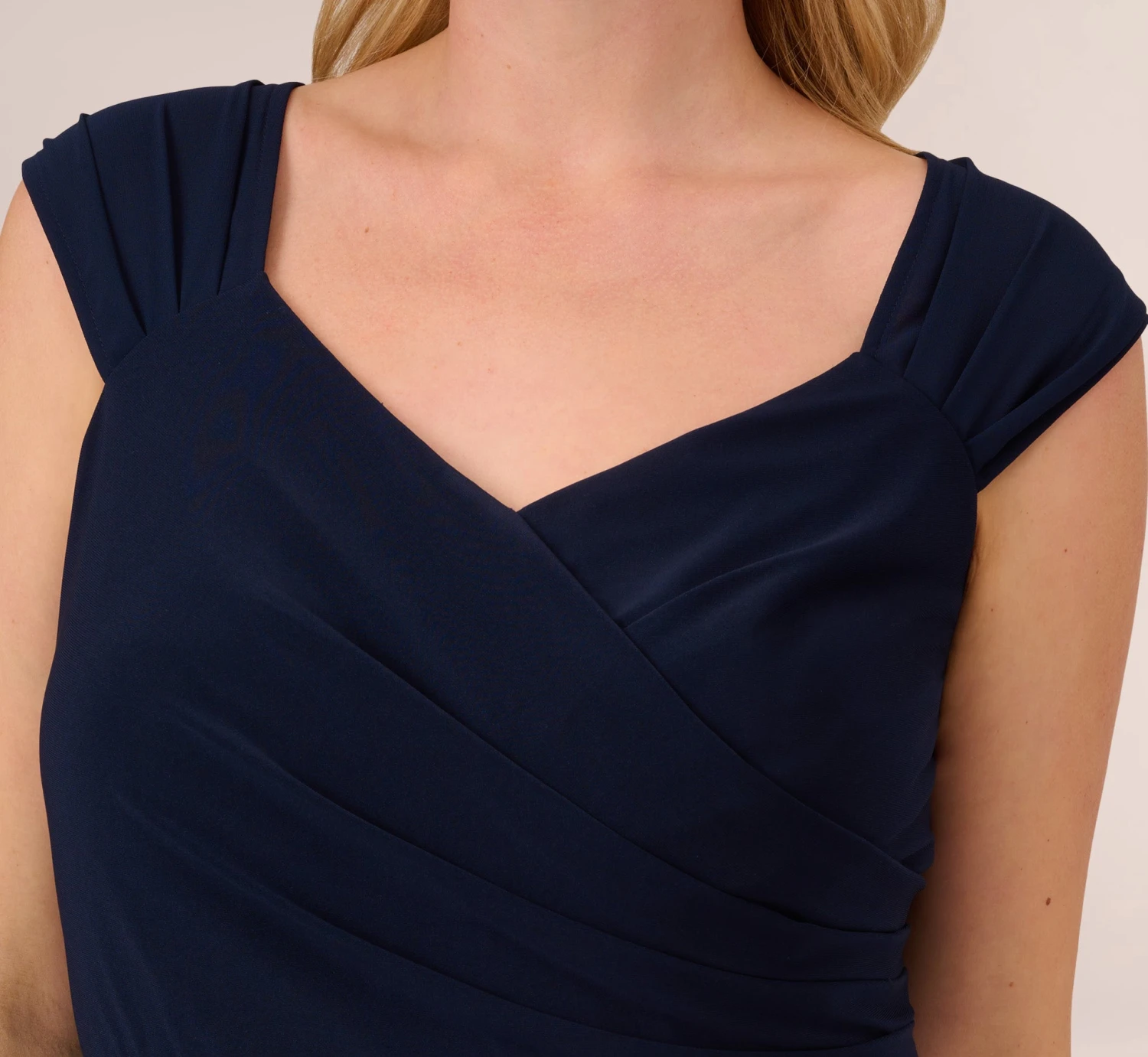 Adrianna Papell Plus Size Chiffon And Jersey Flounce Draped Dress With Pleated Details In Midnight 7 Adrianna Papell Plus Size Chiffon And Jersey Flounce Draped Dress With Pleated Details In Midnight - Image 5