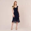 Adrianna Papell Chiffon And Jersey Flounce Draped Dress With Pleated Details In Midnight -Adrianna Papell Shop AP1D104977 AB411 Regular Default