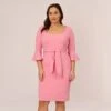 Adrianna Papell Plus Size Stretch Knit Crepe Tie-Front Midi-Length Sheath Dress In Faded Rose 2 Adrianna Papell Plus Size Stretch Knit Crepe Tie-Front Midi-Length Sheath Dress In Faded Rose -Adrianna Papell Shop AP1D104978 AK660 Plus Default
