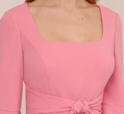 Adrianna Papell Stretch Knit Crepe Tie-Front Midi-Length Sheath Dress In Faded Rose 14 Adrianna Papell Stretch Knit Crepe Tie-Front Midi-Length Sheath Dress In Faded Rose -Adrianna Papell Shop AP1D104978 AK660 Regular Detail