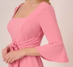 Adrianna Papell Stretch Knit Crepe Tie-Front Midi-Length Sheath Dress In Faded Rose 12 Adrianna Papell Stretch Knit Crepe Tie-Front Midi-Length Sheath Dress In Faded Rose -Adrianna Papell Shop AP1D104978 AK660 Regular Lifestyle