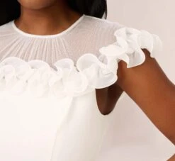 Adrianna Papell Stretch Knit Crepe Sheath Dress With Rosettes In Ivory -Adrianna Papell Shop AP1D104980 AA194 Regular Detail