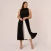 Adrianna Papell Plus Size Colorblock Matte Crepe Cropped Jumpsuit With Skirt Overlay In Black Ivory