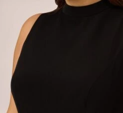 Adrianna Papell Plus Size Colorblock Matte Crepe Cropped Jumpsuit With Skirt Overlay In Black Ivory 10 Adrianna Papell Plus Size Colorblock Matte Crepe Cropped Jumpsuit With Skirt Overlay In Black Ivory -Adrianna Papell Shop AP1D104987 AA019 Plus Detail