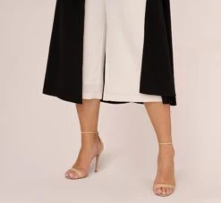 Adrianna Papell Plus Size Colorblock Matte Crepe Cropped Jumpsuit With Skirt Overlay In Black Ivory 12 Adrianna Papell Plus Size Colorblock Matte Crepe Cropped Jumpsuit With Skirt Overlay In Black Ivory -Adrianna Papell Shop AP1D104987 AA019 Plus Lifestyle