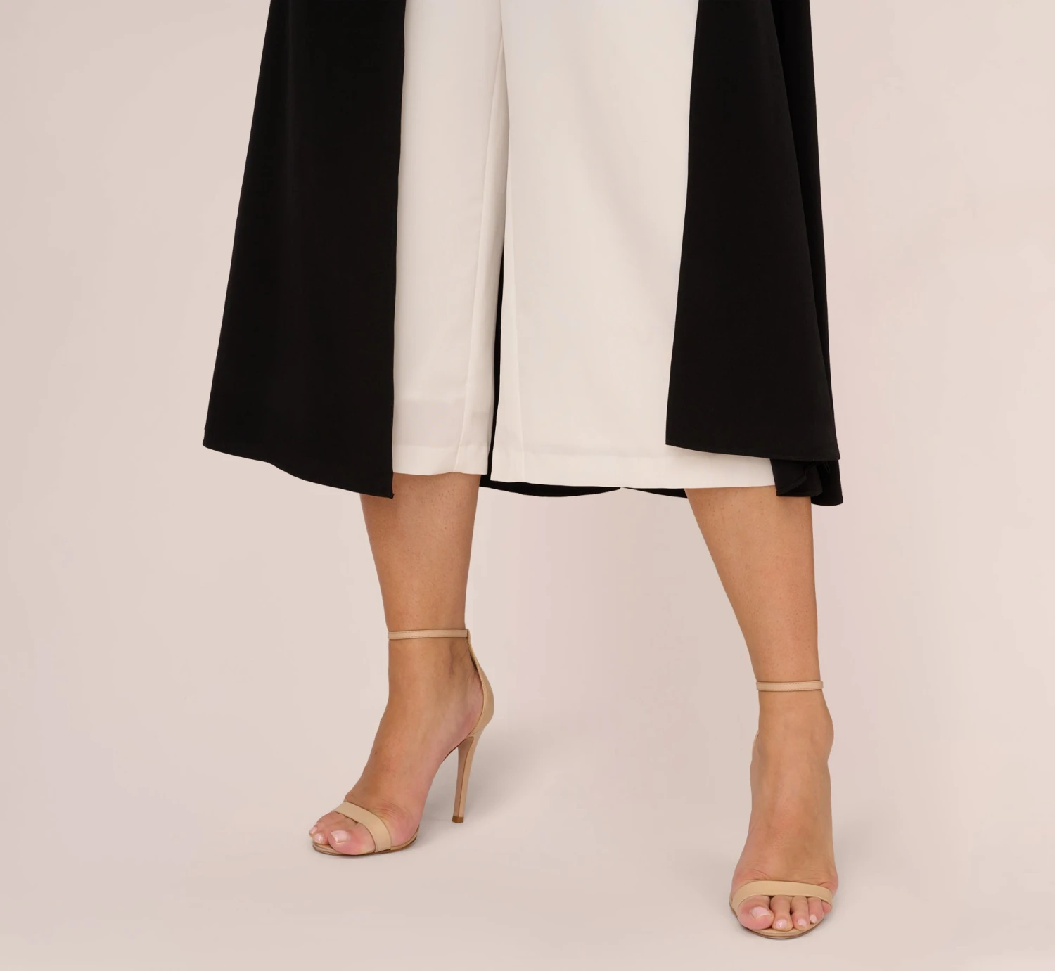 Adrianna Papell Plus Size Colorblock Matte Crepe Cropped Jumpsuit With Skirt Overlay In Black Ivory 7 Adrianna Papell Plus Size Colorblock Matte Crepe Cropped Jumpsuit With Skirt Overlay In Black Ivory - Image 5