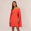 Adrianna Papell Off The Shoulder Cape Dress In Calypso Coral 1 Adrianna Papell Off The Shoulder Cape Dress In Calypso Coral -Adrianna Papell Shop AP1D104995 AD952 Regular Default