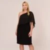 Adrianna Papell Plus Size One Shoulder Dress With Chiffon Cape In Black 1 Adrianna Papell Plus Size One Shoulder Dress With Chiffon Cape In Black -Adrianna Papell Shop AP1D104997 AA002 Plus Default