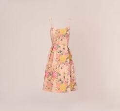 Adrianna Papell Floral Jacquard Dress With Pleated Details In Rose Multi 17 Adrianna Papell Floral Jacquard Dress With Pleated Details In Rose Multi -Adrianna Papell Shop AP1D105001 AE590 Regular Flat