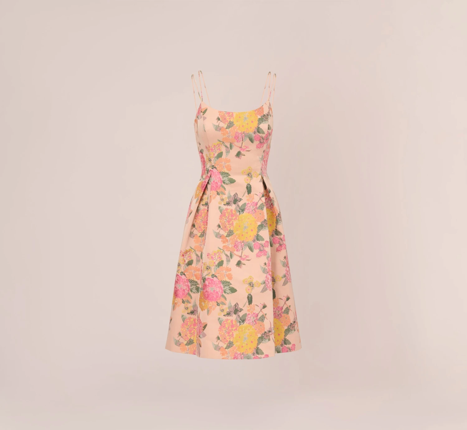 Adrianna Papell Floral Jacquard Dress With Pleated Details In Rose Multi 10 Adrianna Papell Floral Jacquard Dress With Pleated Details In Rose Multi - Image 8