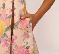 Adrianna Papell Floral Jacquard Dress With Pleated Details In Rose Multi 12 Adrianna Papell Floral Jacquard Dress With Pleated Details In Rose Multi -Adrianna Papell Shop AP1D105001 AE590 Regular Lifestyle