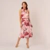 Adrianna Papell Floral Chiffon Midi Dress With Cutout Halter Neckline In Pink Multi 2 Adrianna Papell Floral Chiffon Midi Dress With Cutout Halter Neckline In Pink Multi -Adrianna Papell Shop AP1D105041 AE970 Regular Default