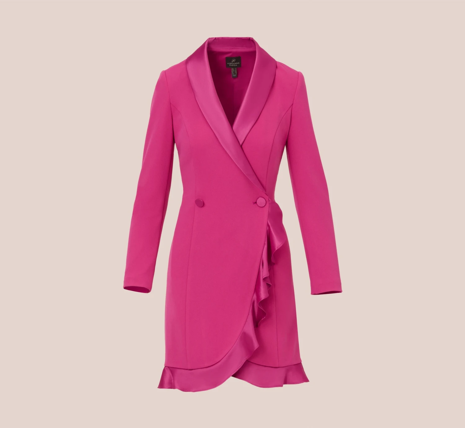 Adrianna Papell Crepe Tuxedo Dress With Ruffled Details In Raspberry Chill 8 Adrianna Papell Crepe Tuxedo Dress With Ruffled Details In Raspberry Chill - Image 6