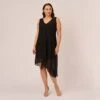 Adrianna Papell Plus Size Sleeveless Chiffon Dress With Cascading Details In Black -Adrianna Papell Shop AP1D105051 AA002 Plus Default