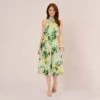 Adrianna Papell Floral Print Chiffon Halter Dress With Mock Neckline In Green Multi 1 Adrianna Papell Floral Print Chiffon Halter Dress With Mock Neckline In Green Multi -Adrianna Papell Shop AP1D105053 AA390 Regular Default