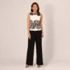 Adrianna Papell Sleeveless Peplum Jumpsuit With Scroll Lace Details In Ivory Black -Adrianna Papell Shop AP1D105210 AA173 Regular Default
