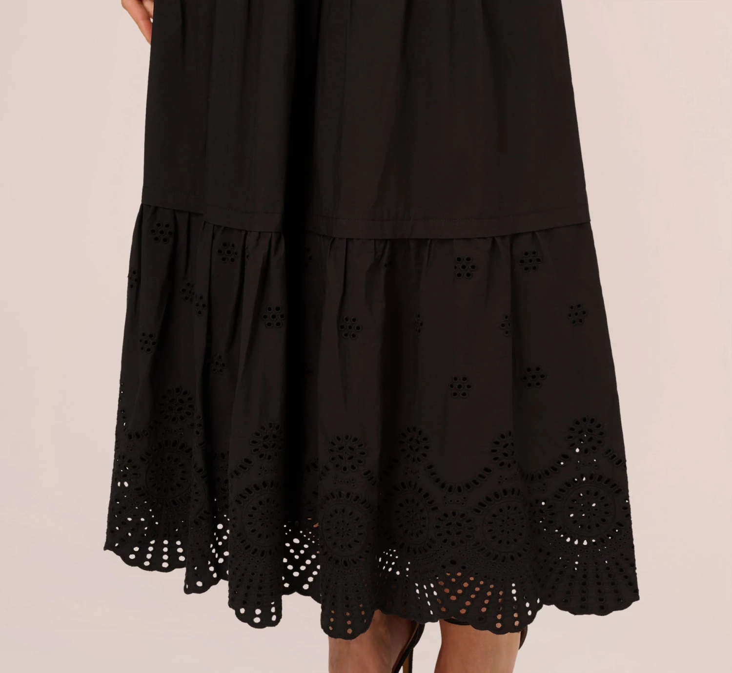 Adrianna Papell Eyelet Maxi Dress With Scalloped Short Sleeves In Black 7 Adrianna Papell Eyelet Maxi Dress With Scalloped Short Sleeves In Black - Image 5