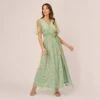 Adrianna Papell Floral Embroidered Maxi Dress With Sheer Flutter Sleeves In Sage Multi -Adrianna Papell Shop AP1D105325 AA359 Regular Default