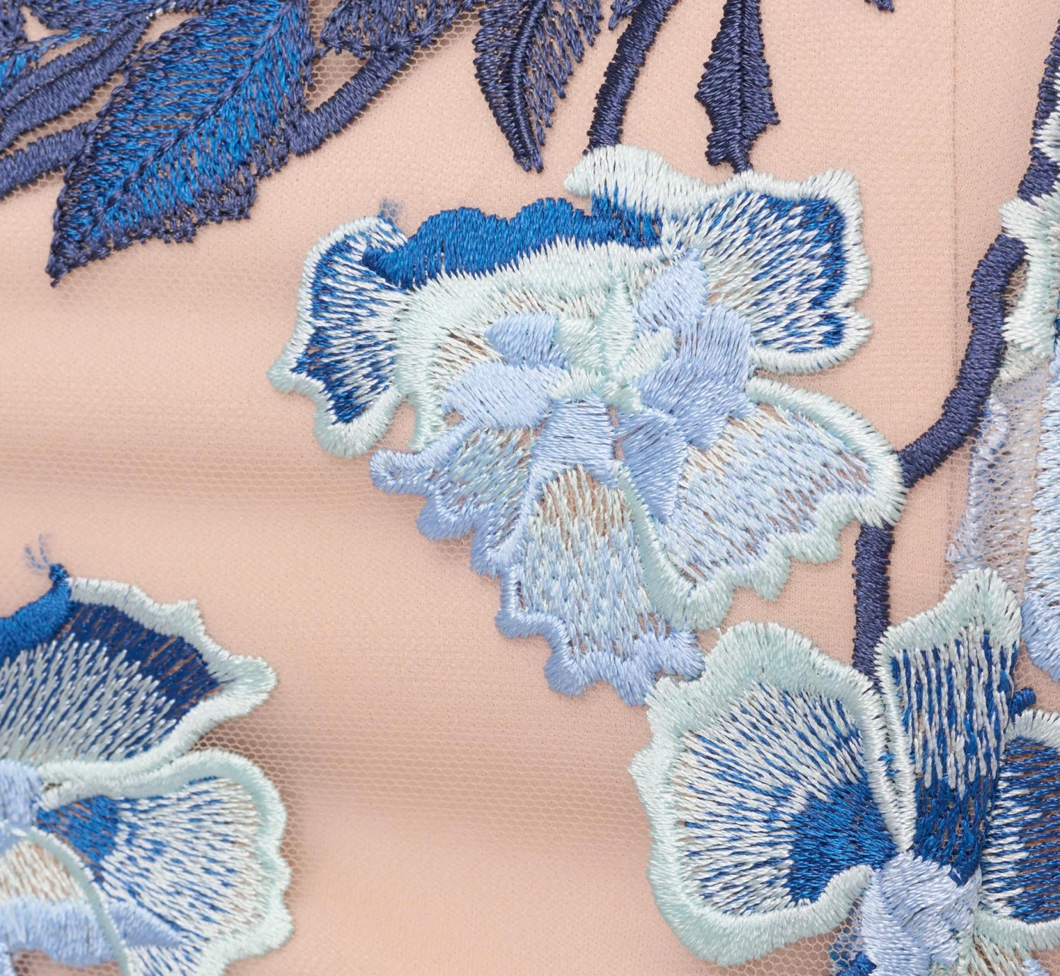 Adrianna Papell Short Sleeve Floral Embroidered Gown With Ribbon Tie Waist In Midnight Multi Nude 8 Adrianna Papell Short Sleeve Floral Embroidered Gown With Ribbon Tie Waist In Midnight Multi Nude - Image 6