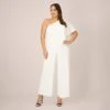 Adrianna Papell Plus Size Flutter One Shoulder Jumpsuit In Ivory -Adrianna Papell Shop AP1E201788 AA194 Plus Default