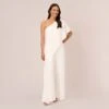 Adrianna Papell Flutter One Shoulder Jumpsuit In Ivory 2 Adrianna Papell Flutter One Shoulder Jumpsuit In Ivory -Adrianna Papell Shop AP1E201788 AA194 Regular Default