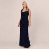 Adrianna Papell Plus Size Draped Jersey Gown With Open Back In Midnight 1 Adrianna Papell Plus Size Draped Jersey Gown With Open Back In Midnight -Adrianna Papell Shop AP1E202255 AB411 Plus Default