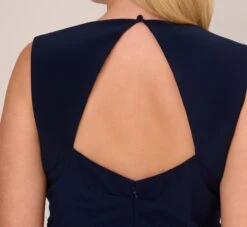Adrianna Papell Plus Size Draped Jersey Gown With Open Back In Midnight -Adrianna Papell Shop AP1E202255 AB411 Plus Lifestyle
