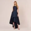 Adrianna Papell High Low Mikado Gown With Asymmetrical Detail In Midnight -Adrianna Papell Shop AP1E204122 AB411 Regular Default