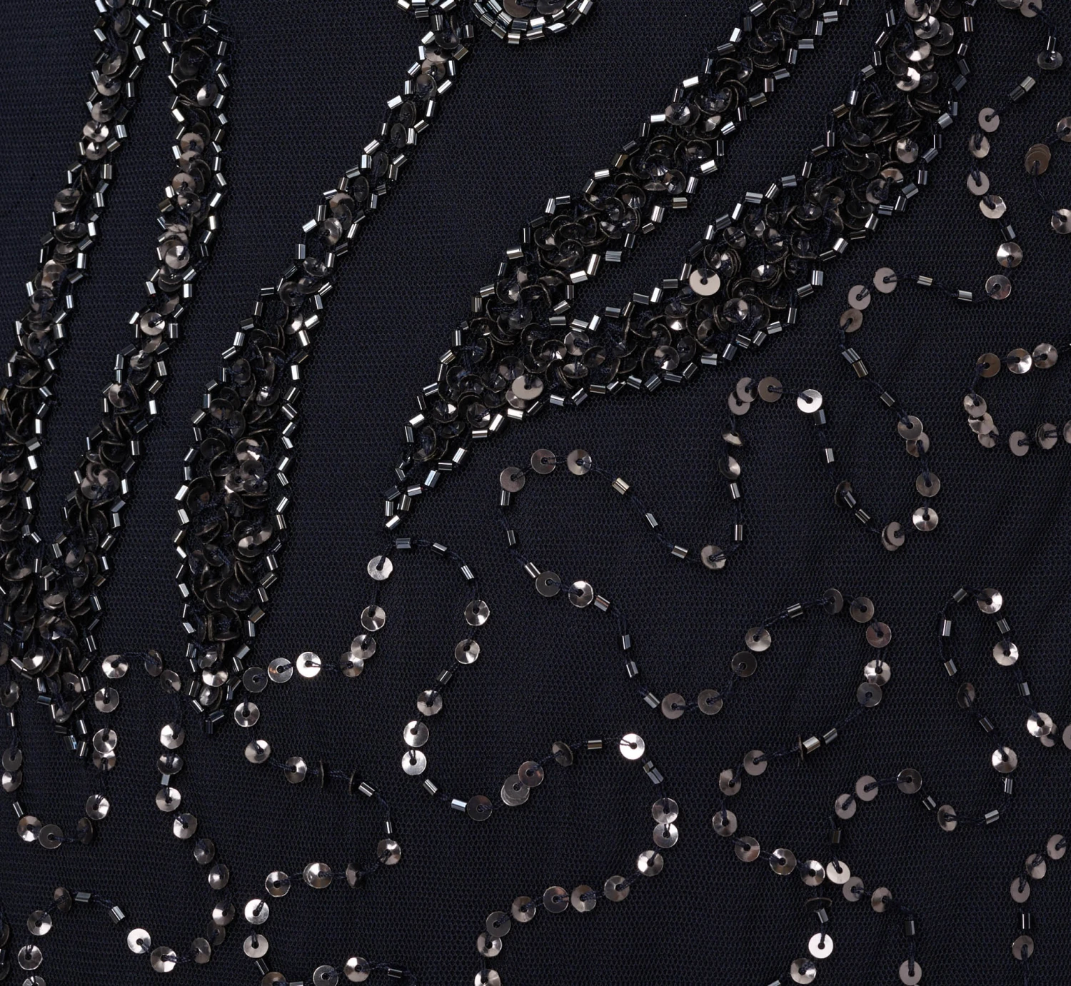 Adrianna Papell Plus Size Floral Beaded Dress With Sheer Long Sleeves In Midnight 8 Adrianna Papell Plus Size Floral Beaded Dress With Sheer Long Sleeves In Midnight - Image 6