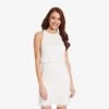 Adrianna Papell Art Deco Cocktail Dress With Halter Neck In Ivory