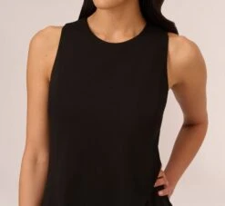 Adrianna Papell Sleeveless Asymmetrical Jumpsuit In Black 11 Adrianna Papell Sleeveless Asymmetrical Jumpsuit In Black -Adrianna Papell Shop AP1E207760 AA002 Regular Detail