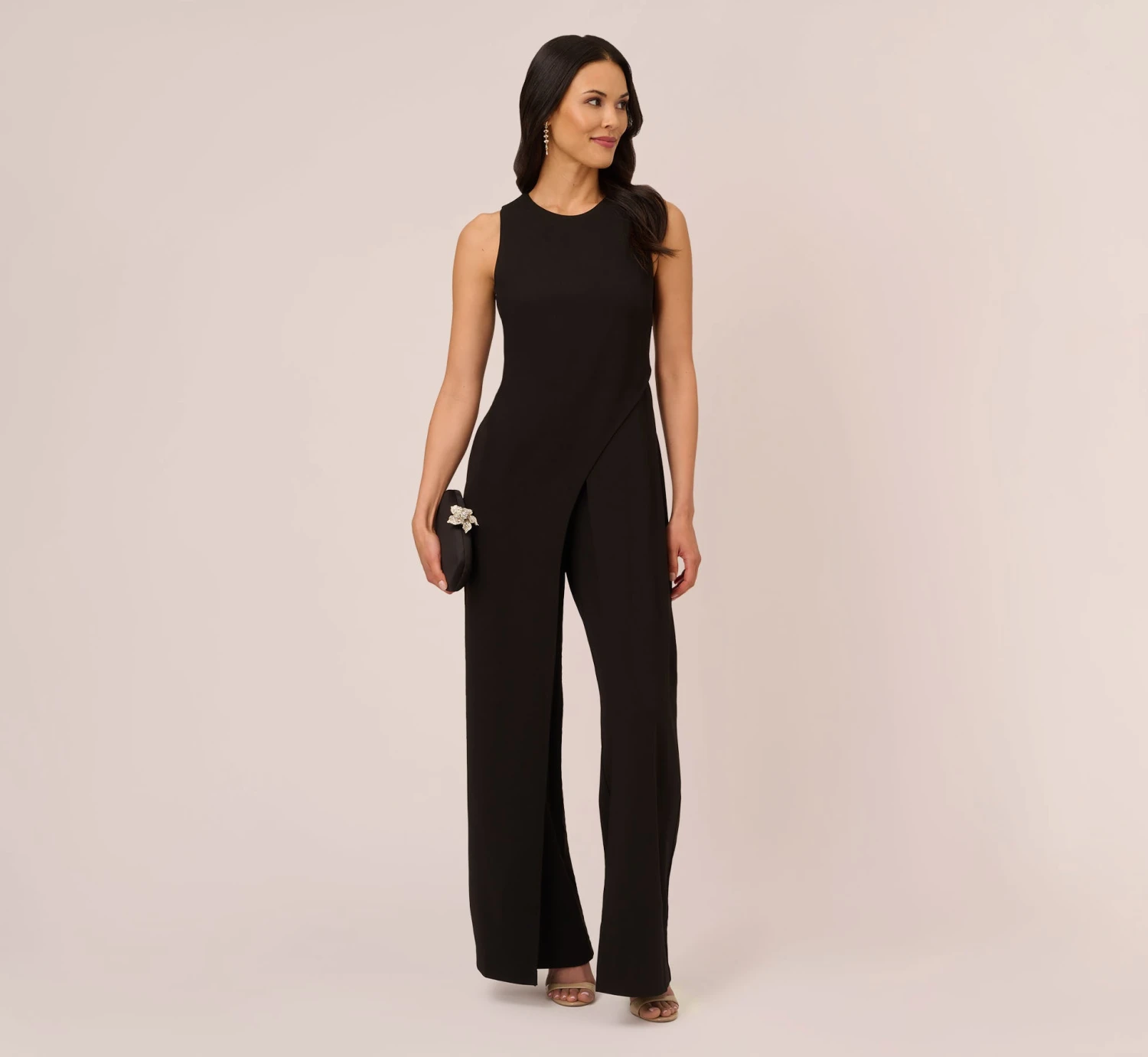 Adrianna Papell Sleeveless Asymmetrical Jumpsuit In Black 4 Adrianna Papell Sleeveless Asymmetrical Jumpsuit In Black - Image 2