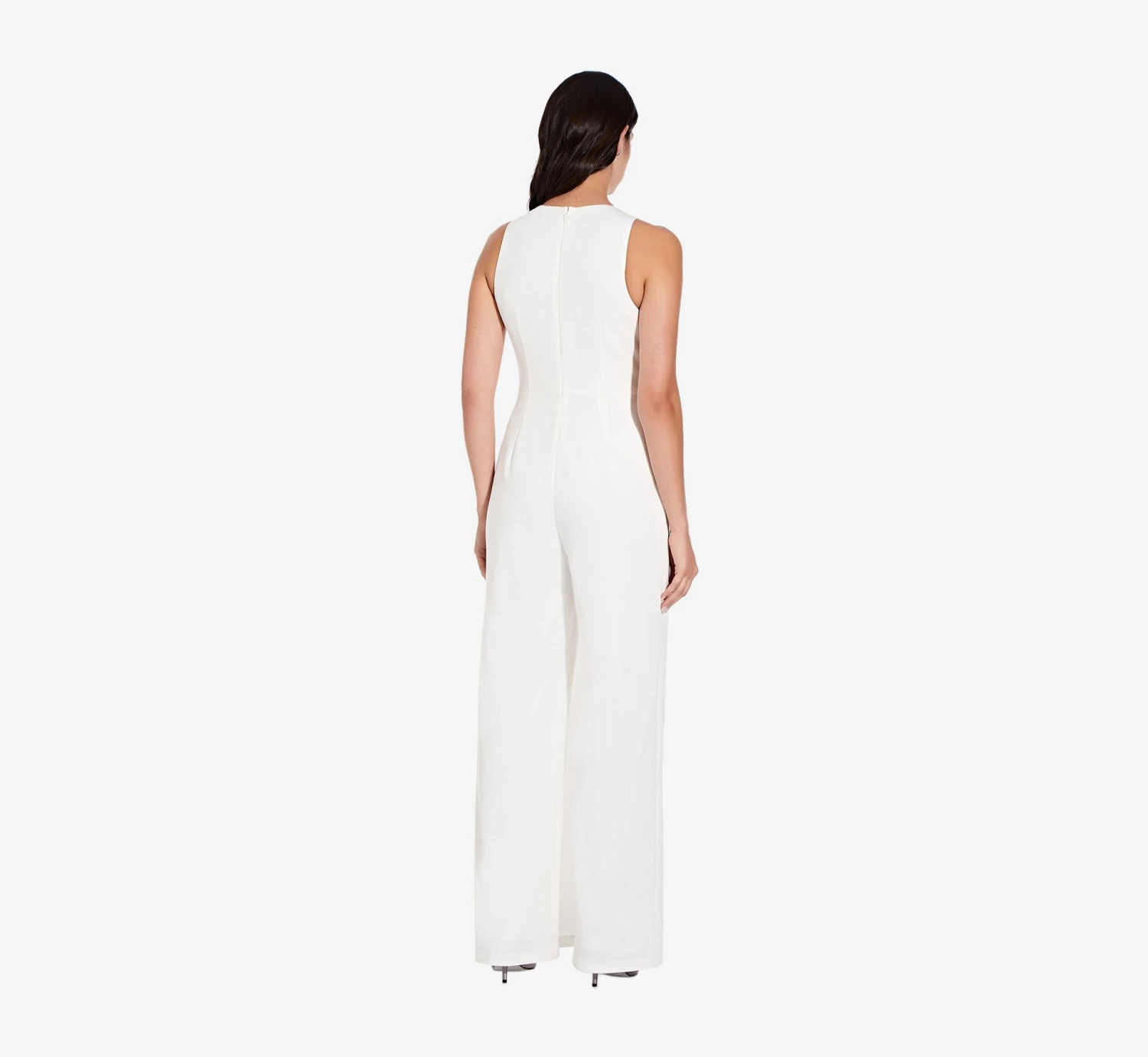 Adrianna Papell Sleeveless Asymmetrical Jumpsuit In Ivory 4 Adrianna Papell Sleeveless Asymmetrical Jumpsuit In Ivory - Image 2