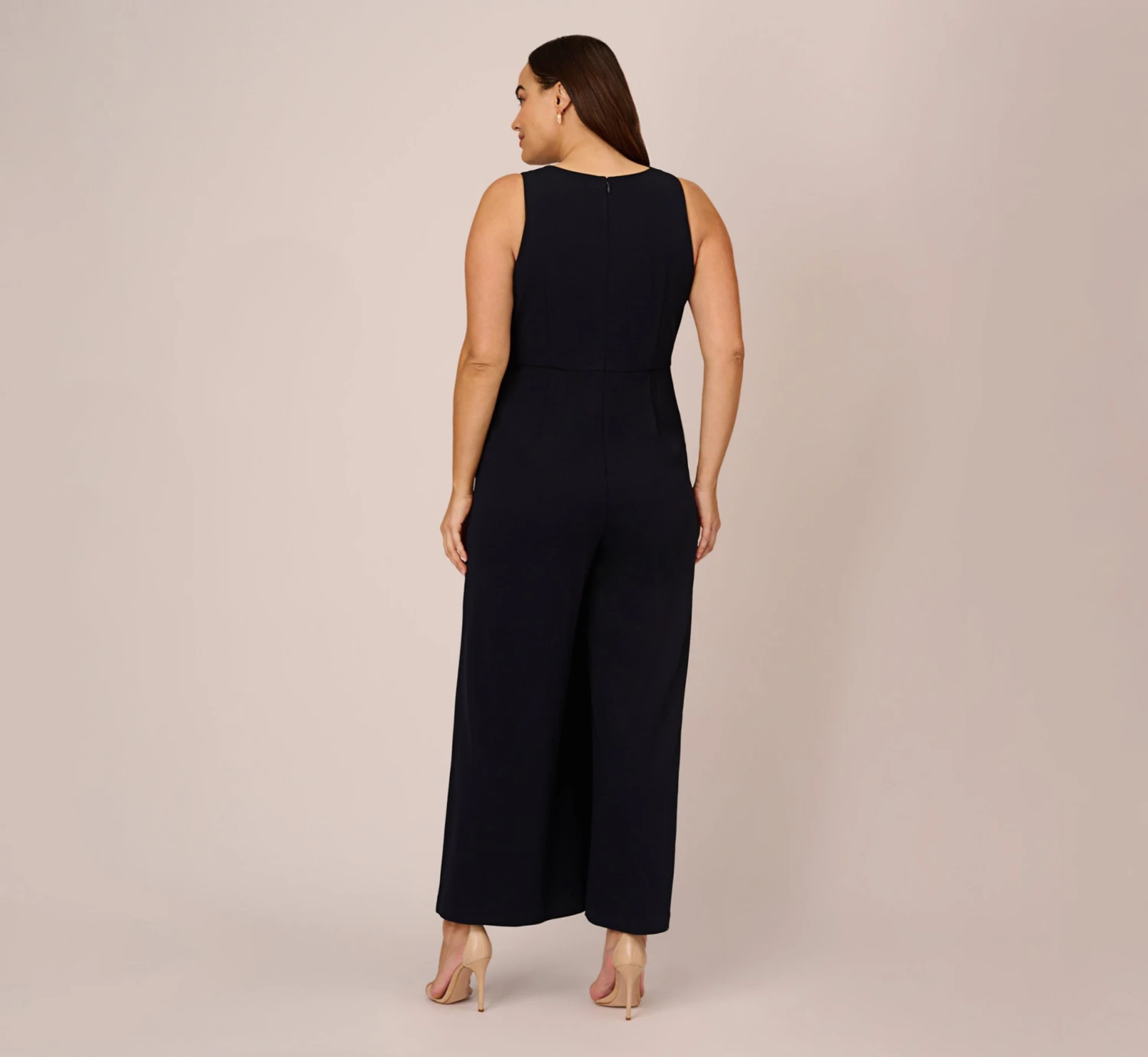 Adrianna Papell Plus Size Sleeveless Asymmetrical Jumpsuit In Midnight 7 Adrianna Papell Plus Size Sleeveless Asymmetrical Jumpsuit In Midnight - Image 5